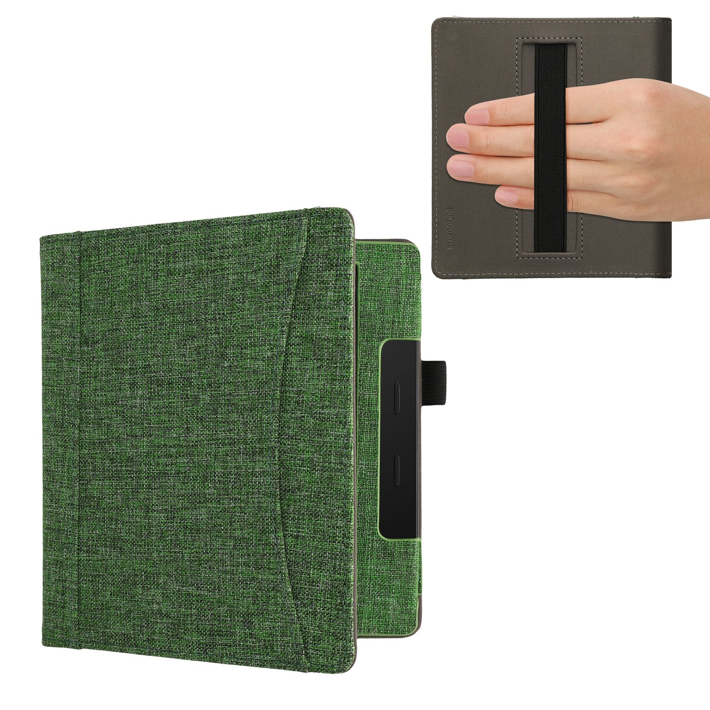 kwmobile Flip Case Compatible with Amazon Kindle Oasis 10th Generation - Front Pocket Hand Strap