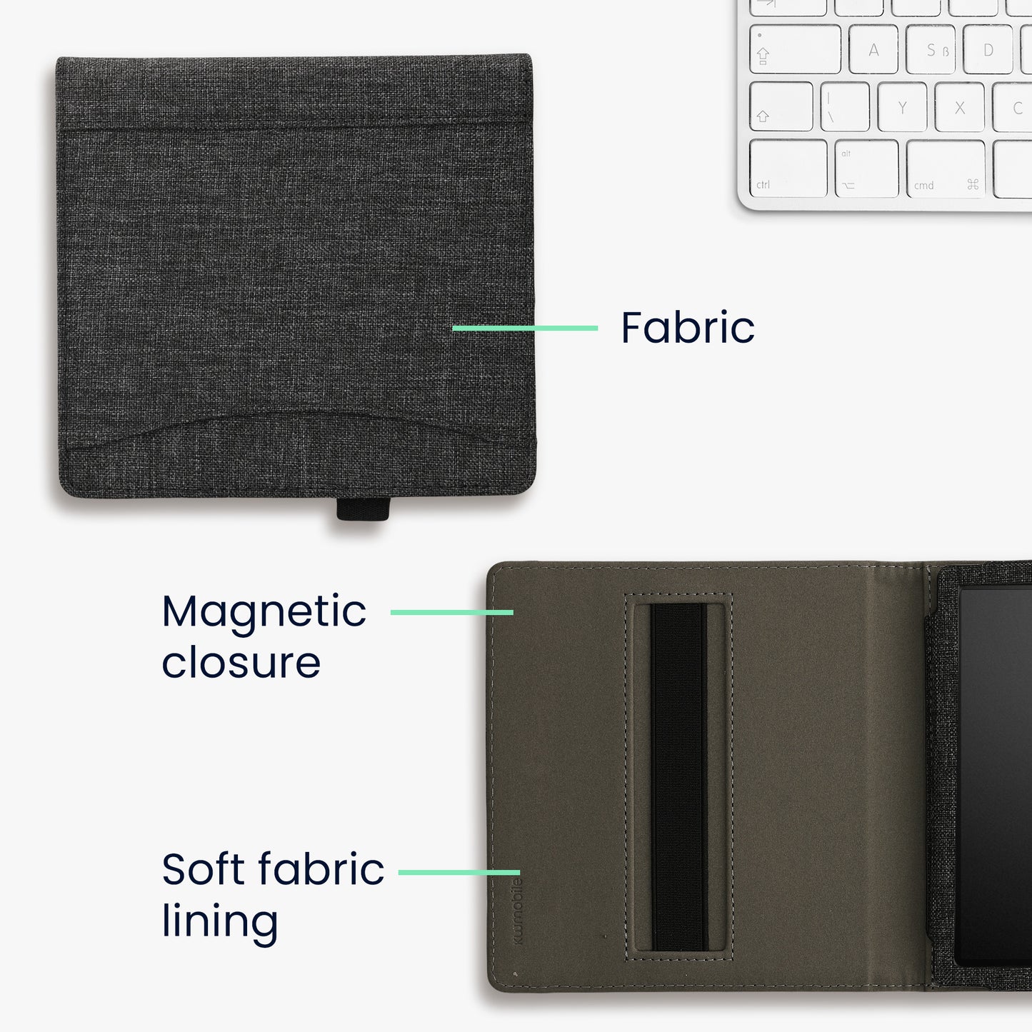 kwmobile Flip Case Compatible with Amazon Kindle Oasis 10th Generation - Front Pocket Hand Strap