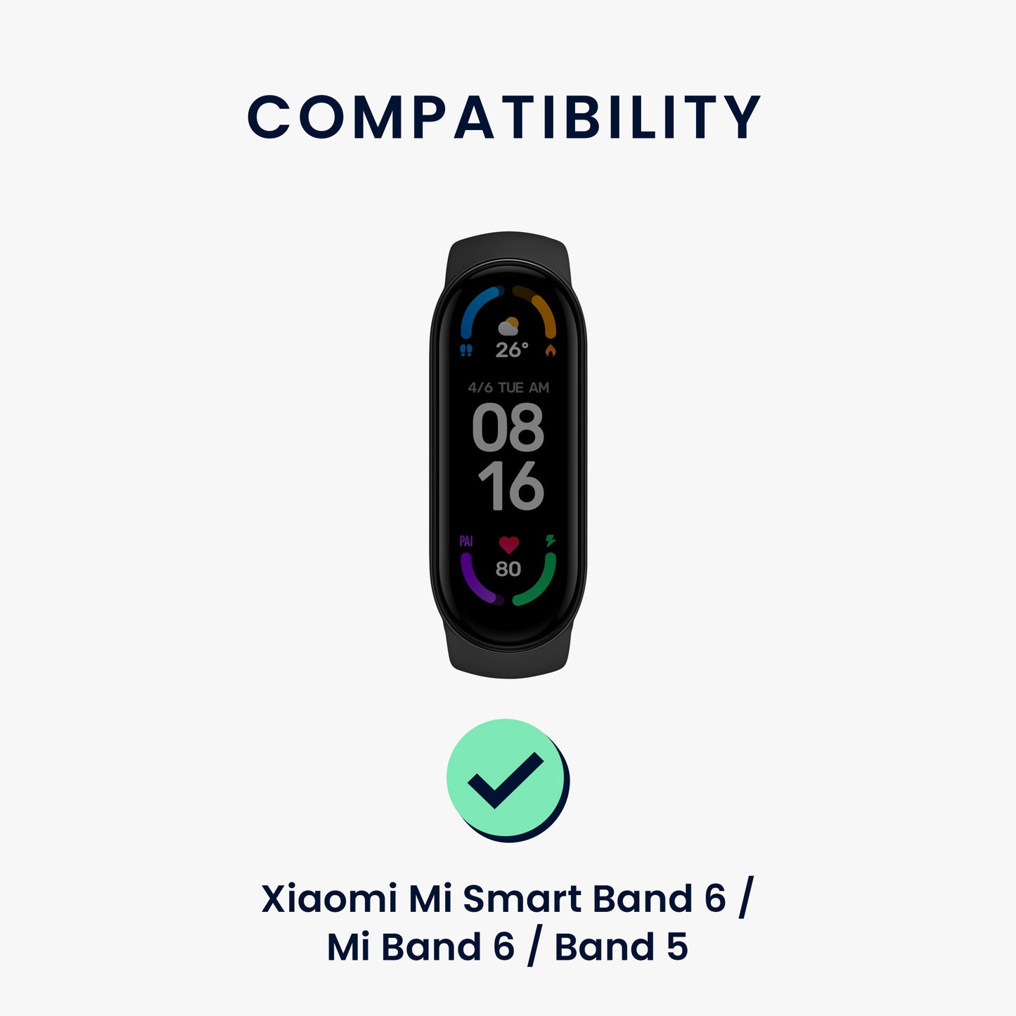 kwmobile Watch Strap for Xiaomi Mi Smart Band 6 / Mi Band 6 / Band 5 Strap Fitness Tracker Band Set Replacement Strap Smartwatch