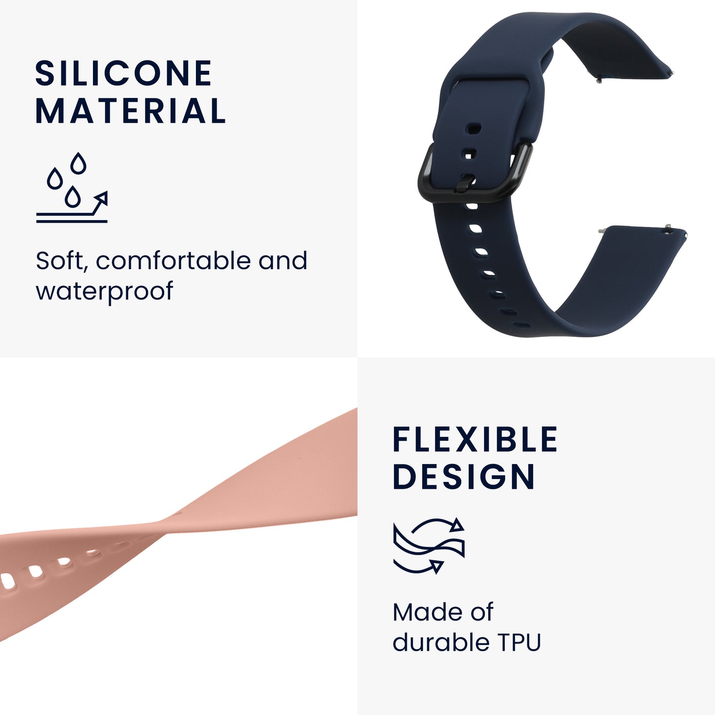 kwmobile Watch Strap for Huami Amazfit GTR Mini / GTS 4 Mini / GTS 3 / Amazfit Active 2 / Active Edge Strap Fitness Tracker Band Set Replacement Strap Smartwatch
