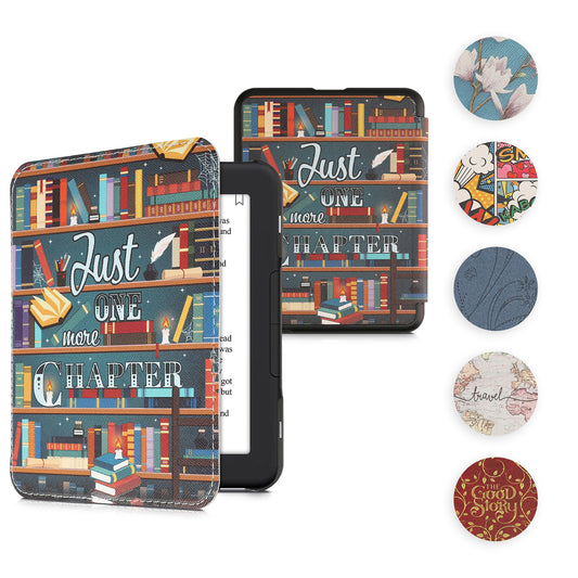 kwmobile Klapphülle kompatibel mit Barnes & Noble NOOK Glowlight 4 / 4e Hülle - eReader Case - Galaxie Baum Wiese Blau Grau Schwarz Blau  [dsg07]