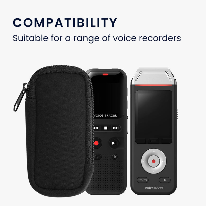 kwmobile Case Compatible with Universal Voice Recorder Dictaphone - Zipper Cover - Inner Dimensions 11.5 x 4.5 cm
