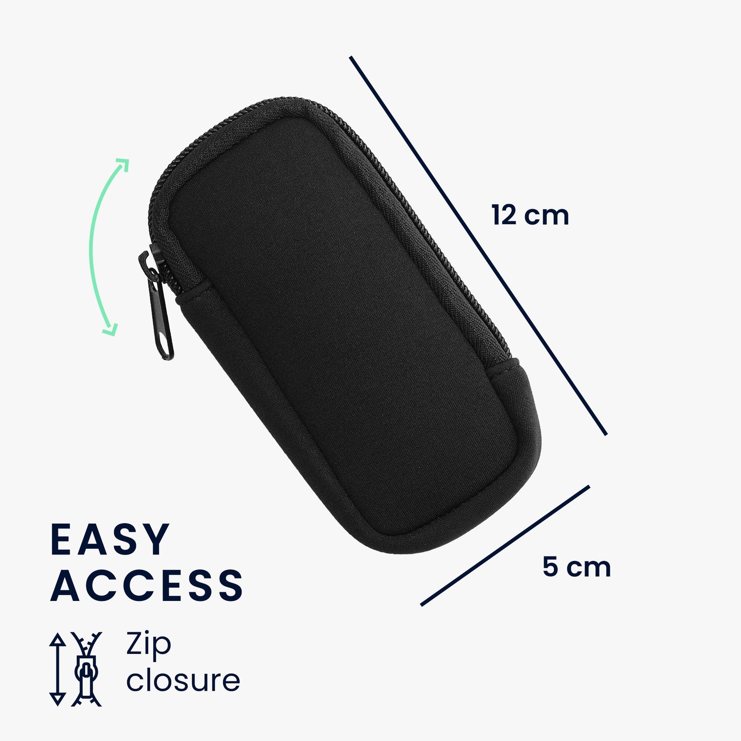 kwmobile Case Compatible with Universal Voice Recorder Dictaphone - Zipper Cover - Inner Dimensions 11.5 x 4.5 cm