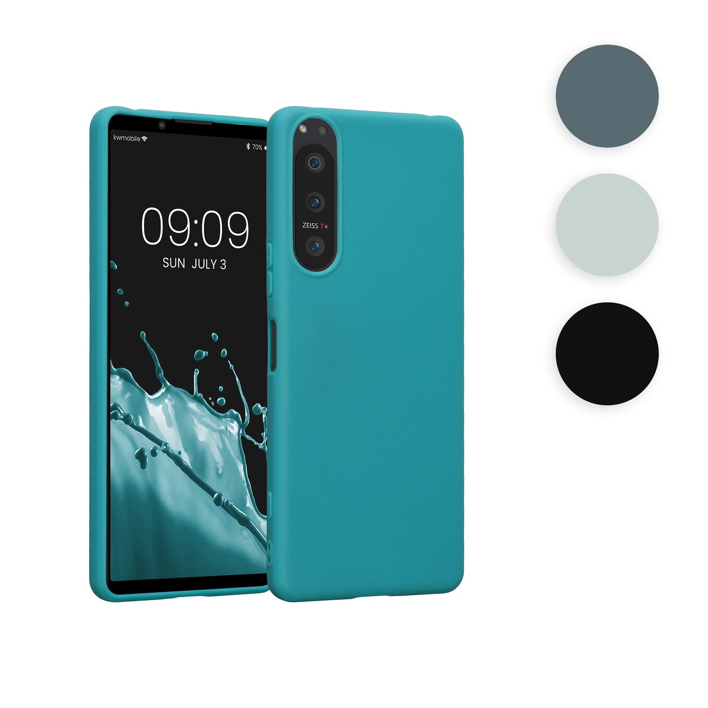 kwmobile Hülle kompatibel mit Sony Xperia 5 IV Hülle - weiches TPU Silikon Case - Cover geeignet für kabelloses Laden - Dunkler Schiefer Dunkler Schiefer  