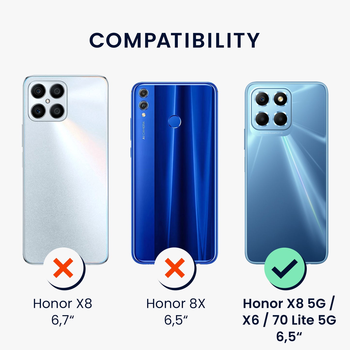 kwmobile Phone Case for HONOR X8 5G / X6 / 70 Lite 5G - Soft Silicone Case - Protective Cover