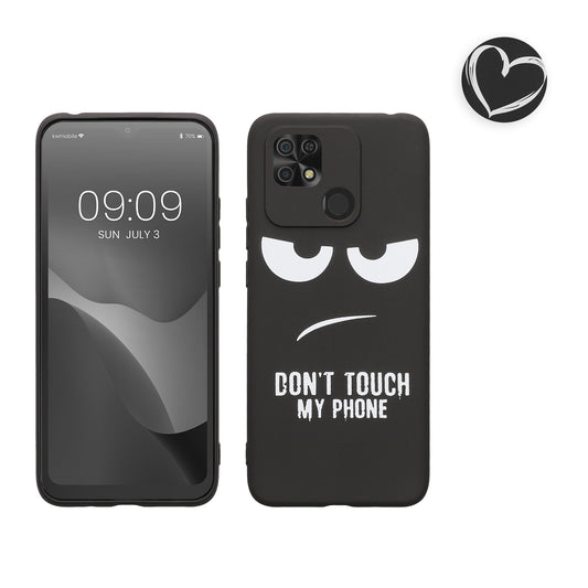 kwmobile Hülle kompatibel mit Xiaomi Redmi 10C - Handyhülle Silikon Case - Herz Brush Weiß Schwarz Weiß  [dsg02]