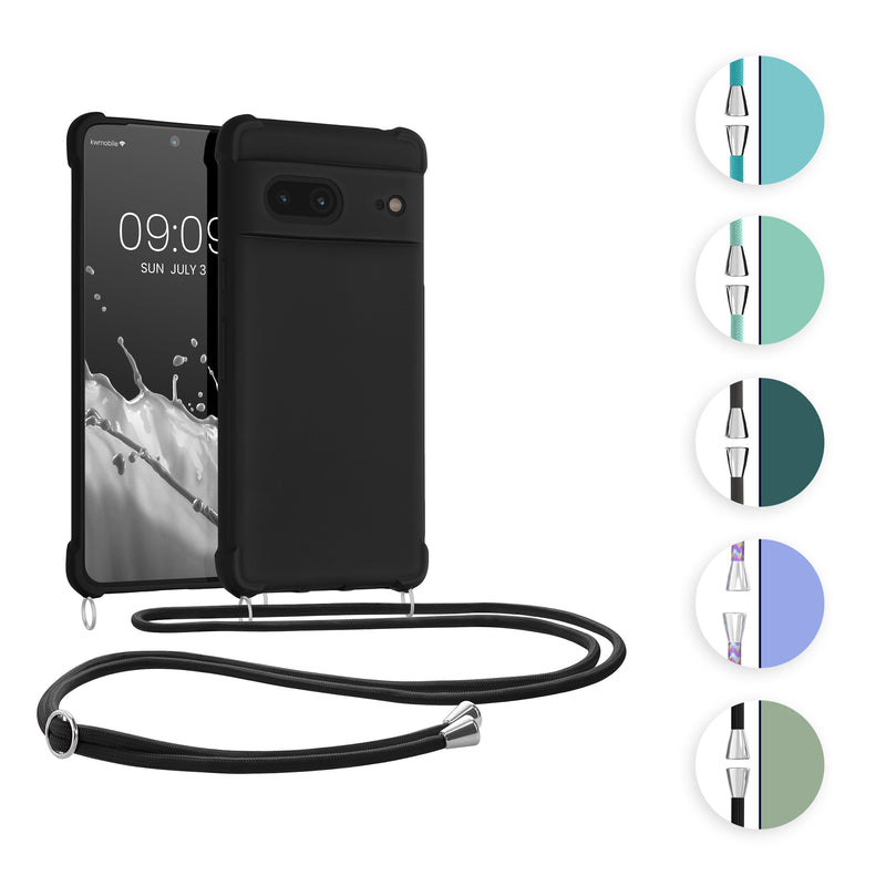kwmobile Necklace Case kompatibel mit Google Pixel 7 Hülle - Cover mit Kordel zum Umhängen - Silikon Schutzhülle Purple Cloud Purple Cloud  