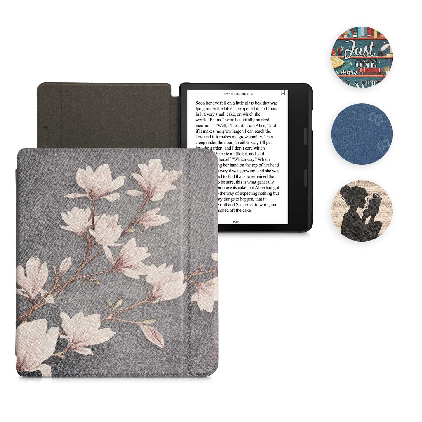 kwmobile Klapphülle kompatibel mit Tolino Epos 3 Hülle - eReader Case - Lesende Frau Schwarz Beige Schwarz  [dsg04]