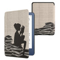 kwmobile Cover for Amazon Kindle (2022/2024) Case - eReader Flip Case with Auto Sleep Function - Library Motto