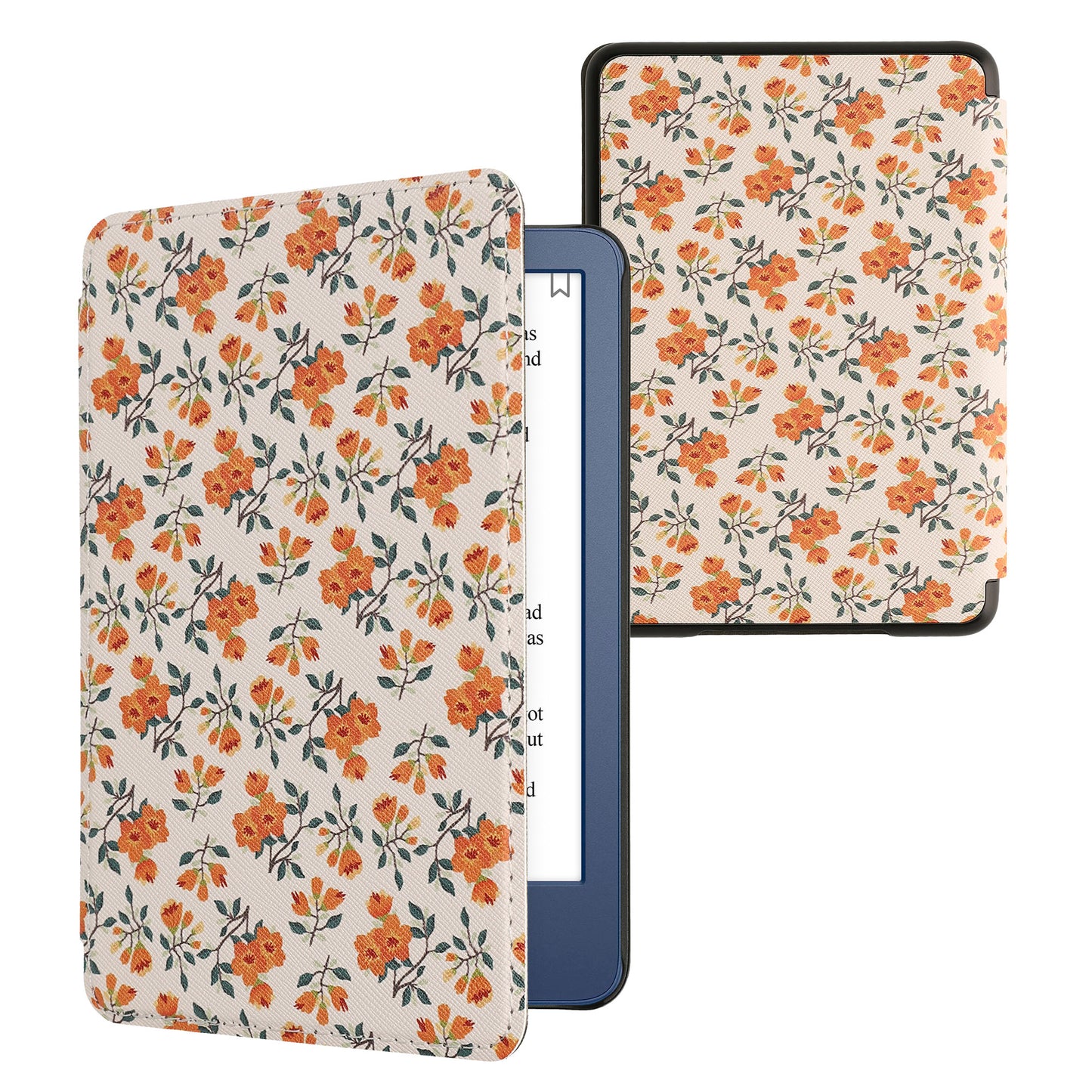 kwmobile Cover for Amazon Kindle (2022/2024) Case - eReader Flip Case with Auto Sleep Function - Library Motto