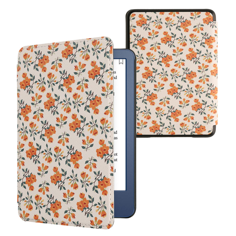 kwmobile Cover for Amazon Kindle (2022/2024) Case - eReader Flip Case with Auto Sleep Function - Library Motto