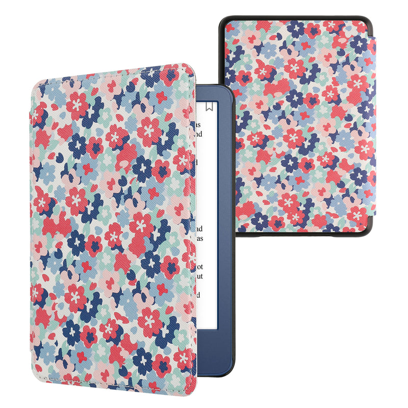 kwmobile Cover for Amazon Kindle (2022/2024) Case - eReader Flip Case with Auto Sleep Function - Library Motto
