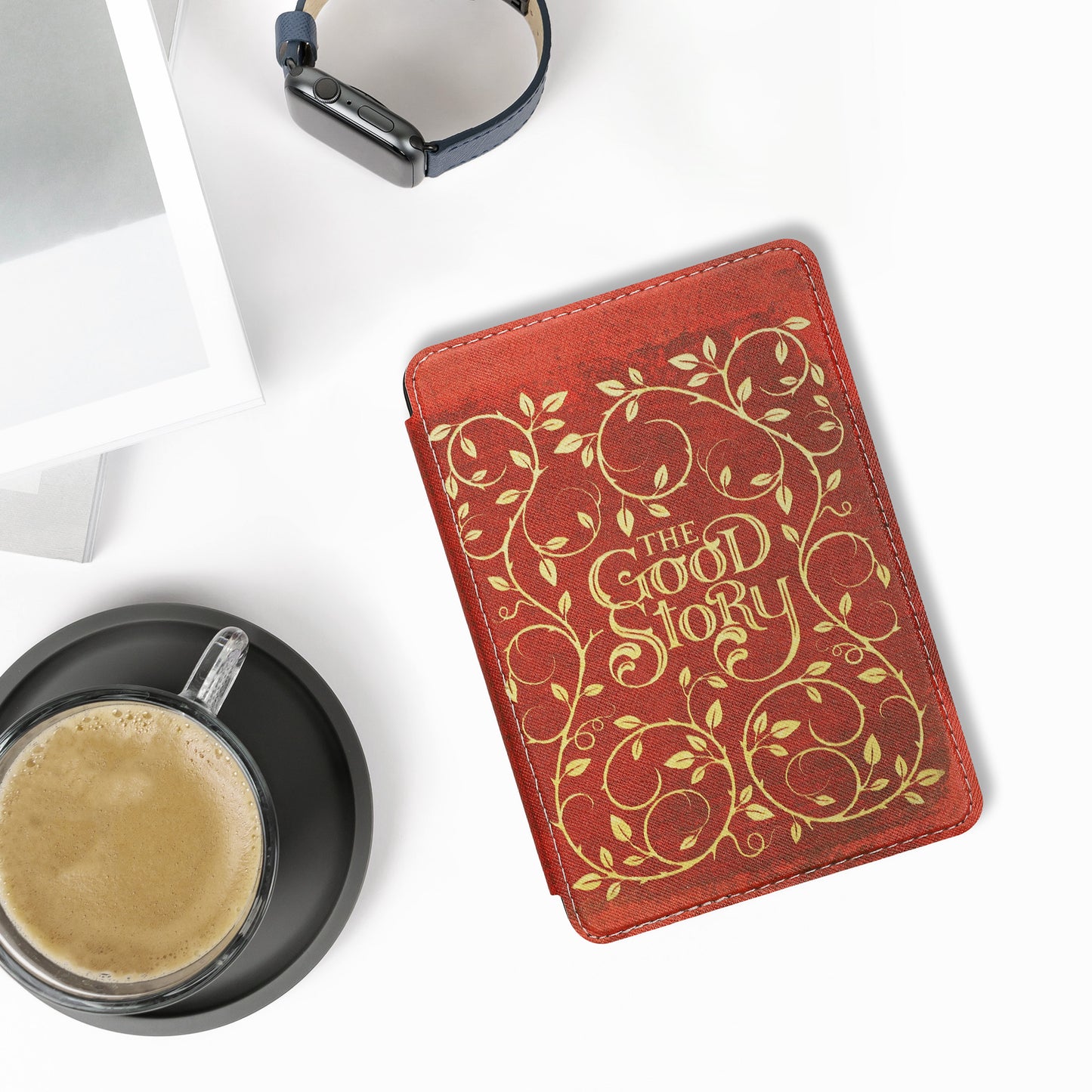 kwmobile Cover for Amazon Kindle (2022/2024) Case - eReader Flip Case with Auto Sleep Function - Library Motto