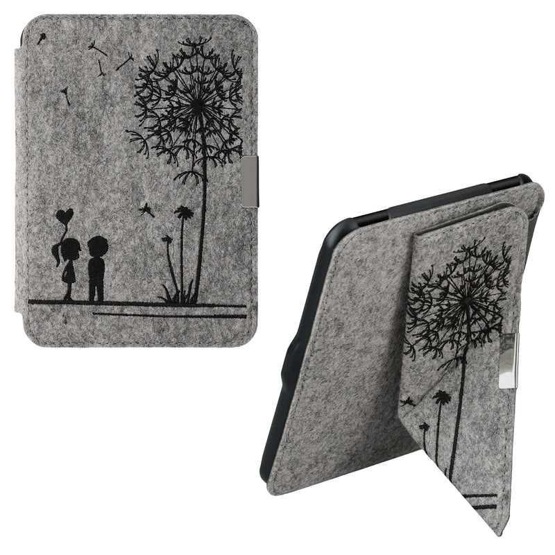 kwmobile Felt Case Compatible with Tolino Vision 1 / 2 / 3 / 4 HD Cover eReader Case with Stand Function Magnetic Closure