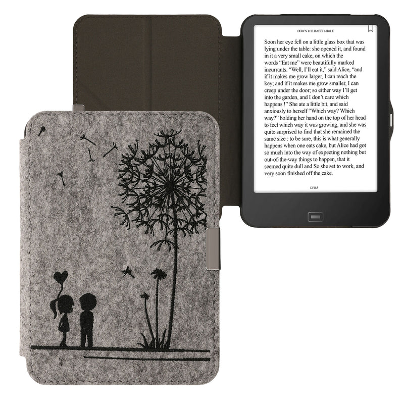 kwmobile Felt Case Compatible with Tolino Vision 1 / 2 / 3 / 4 HD Cover eReader Case with Stand Function Magnetic Closure