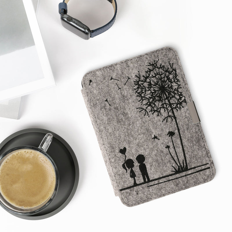 kwmobile Felt Case Compatible with Tolino Vision 1 / 2 / 3 / 4 HD Cover eReader Case with Stand Function Magnetic Closure