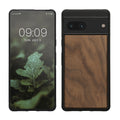 kwmobile Hülle kompatibel mit Google Pixel 7 Hülle - Holz Case - stoßfestes Handy Cover - TPU Handyhülle in Dunkelbraun Walnussholz Dunkelbraun  