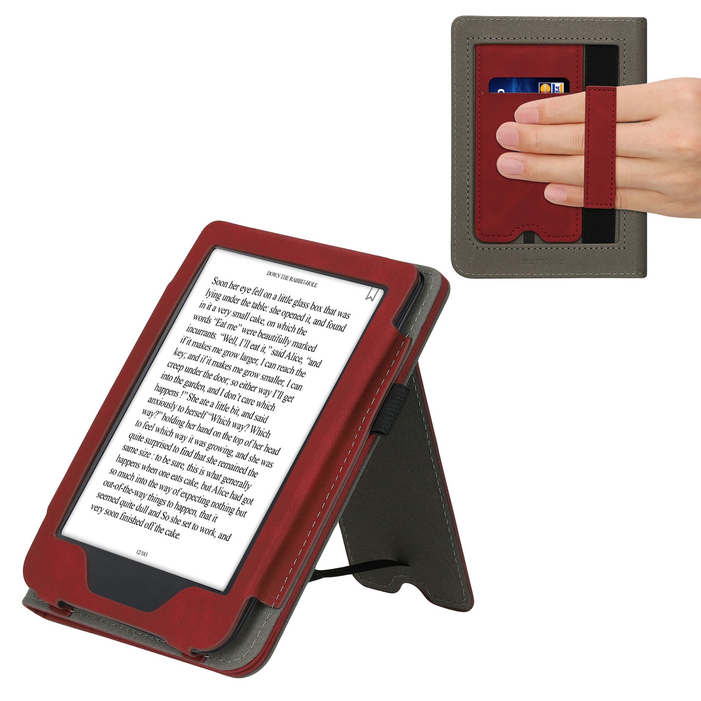 kwmobile Flip Case compatible with Kobo Clara 2E / Tolino Shine 4 - Hand Strap - Cover