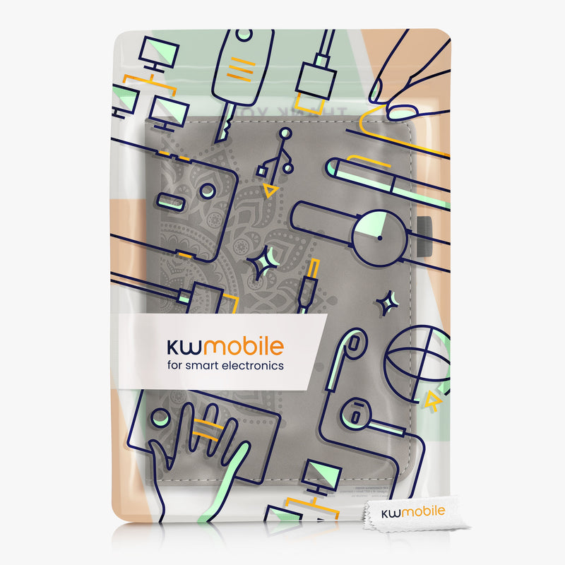 kwmobile Protective Case compatible with Kobo Clara 2E / Tolino Shine 4 Flip Case - Cover with Hand Strap
