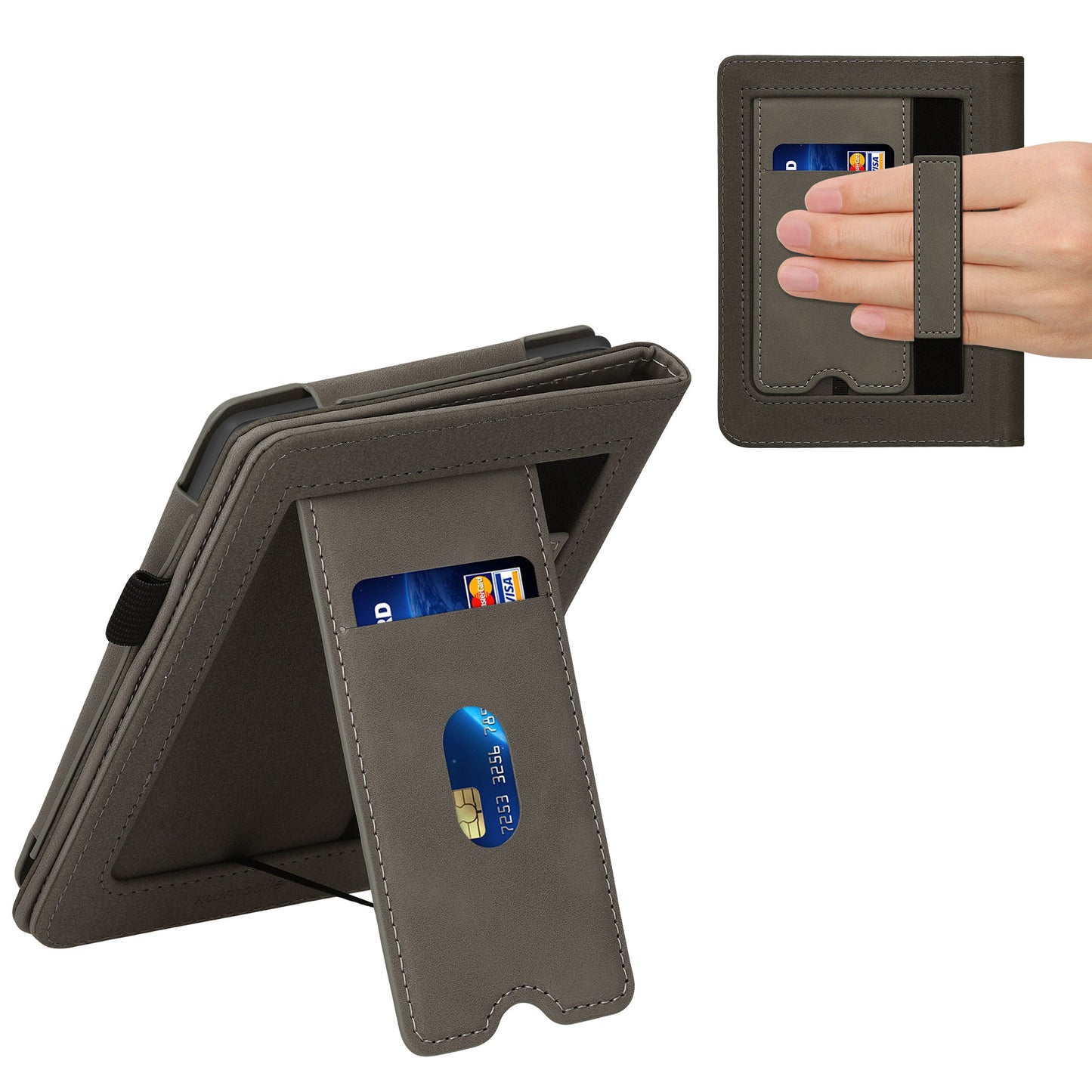 kwmobile Protective Case compatible with Kobo Clara 2E / Tolino Shine 4 Flip Case - Cover with Hand Strap
