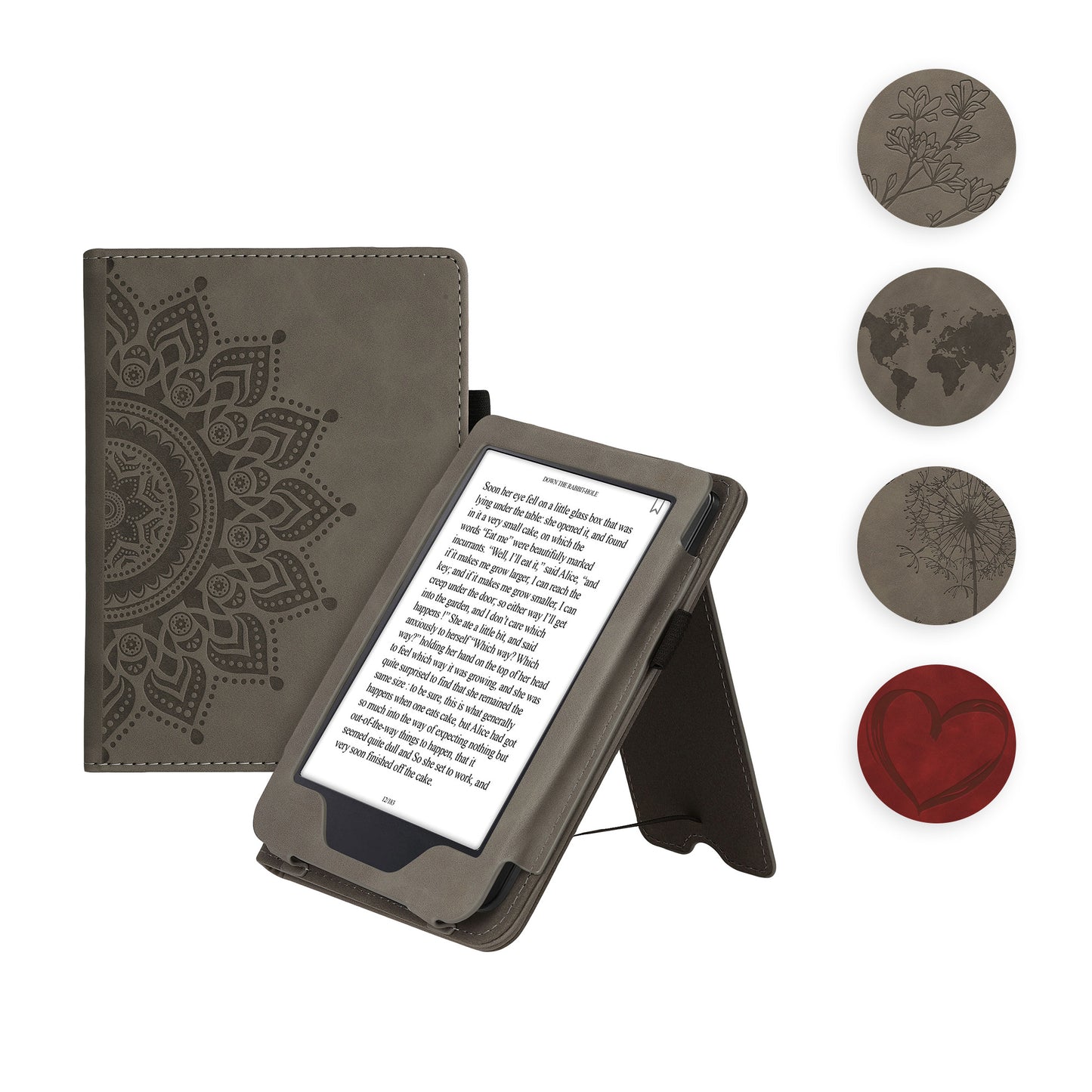 kwmobile Schutzhülle kompatibel mit Kobo Clara 2E / Tolino Shine 4 Flip Hülle - Cover mit Handschlaufe - Herz Brush Dunkelrot Dunkelrot  [dsg03]