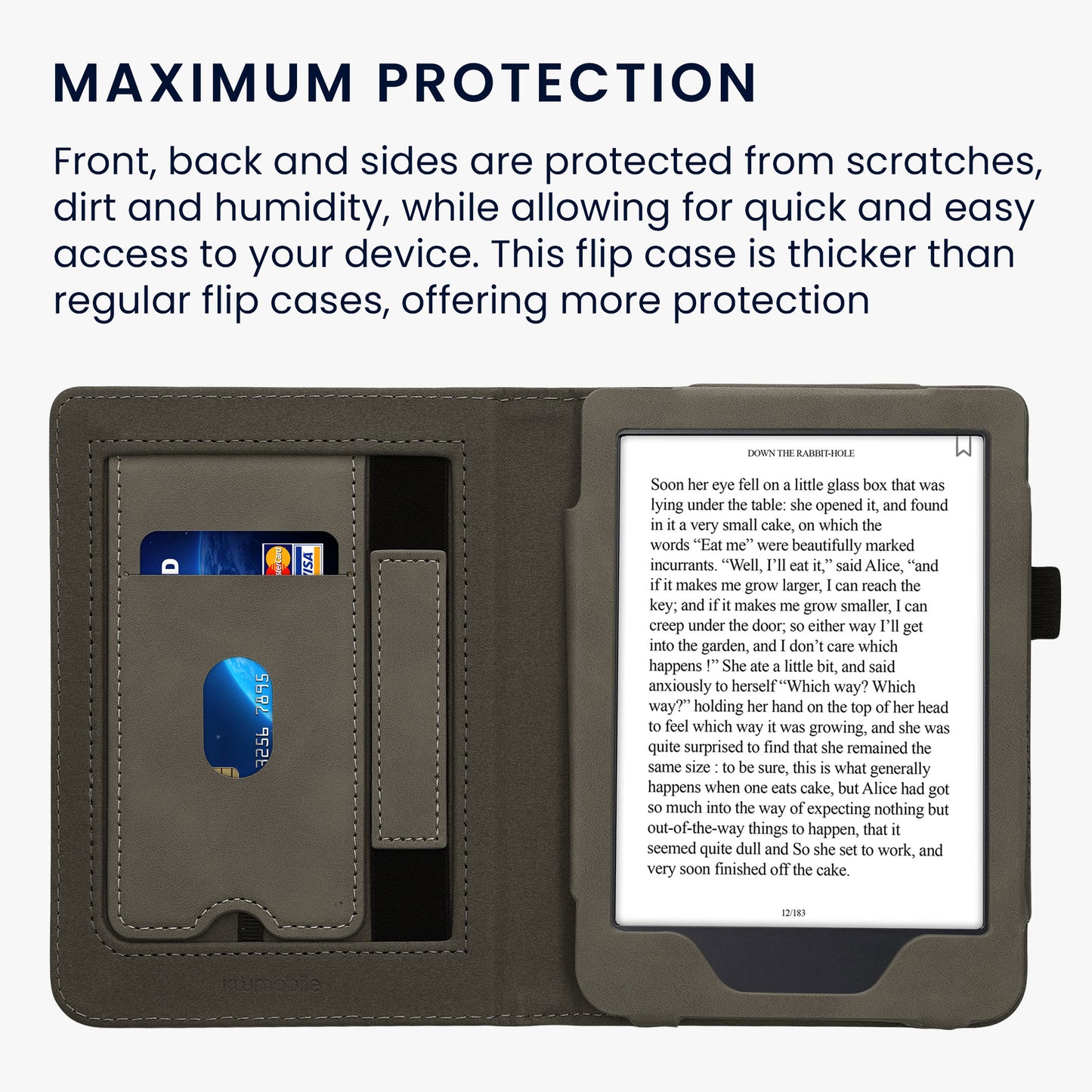kwmobile Protective Case compatible with Kobo Clara 2E / Tolino Shine 4 Flip Case - Cover with Hand Strap