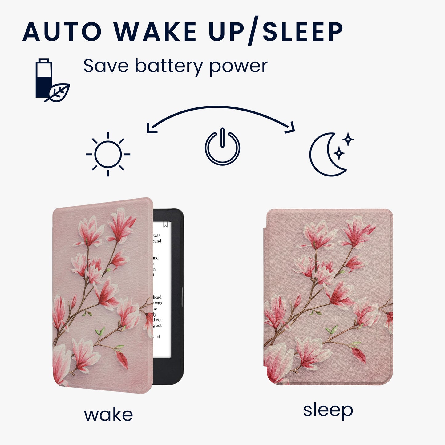 kwmobile Protective Case for Kobo Clara 2E / Tolino Shine 4 Case - eReader Flip Case with Auto Sleep Function