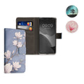 kwmobile Wallet Case kompatibel mit Motorola Edge 30 Neo Hülle - Cover mit Ständer und Kartenfächern - Magnolien Taupe Weiß Blaugrau Taupe  [dsg02]