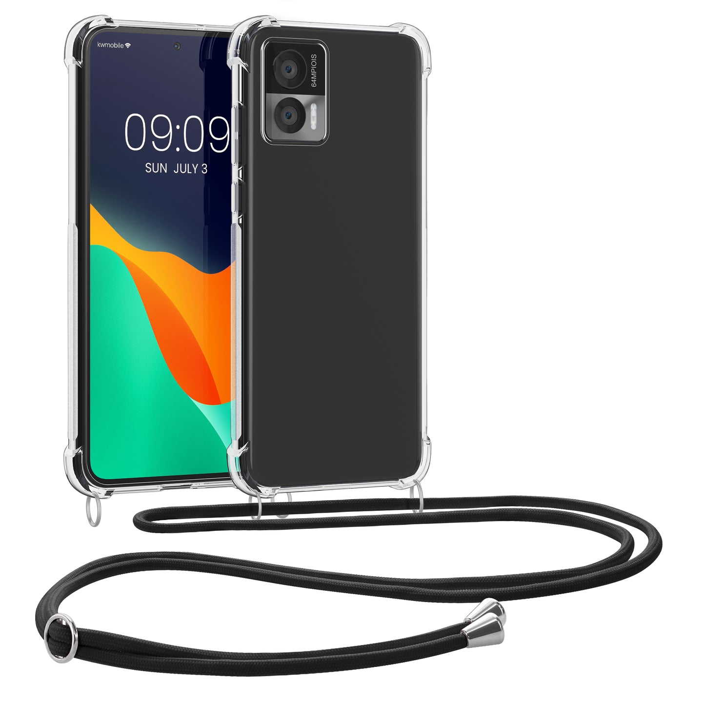 kwmobile Necklace Case compatible with Motorola Edge 30 Neo - Silicone Cover with Lanyard Strap Case
