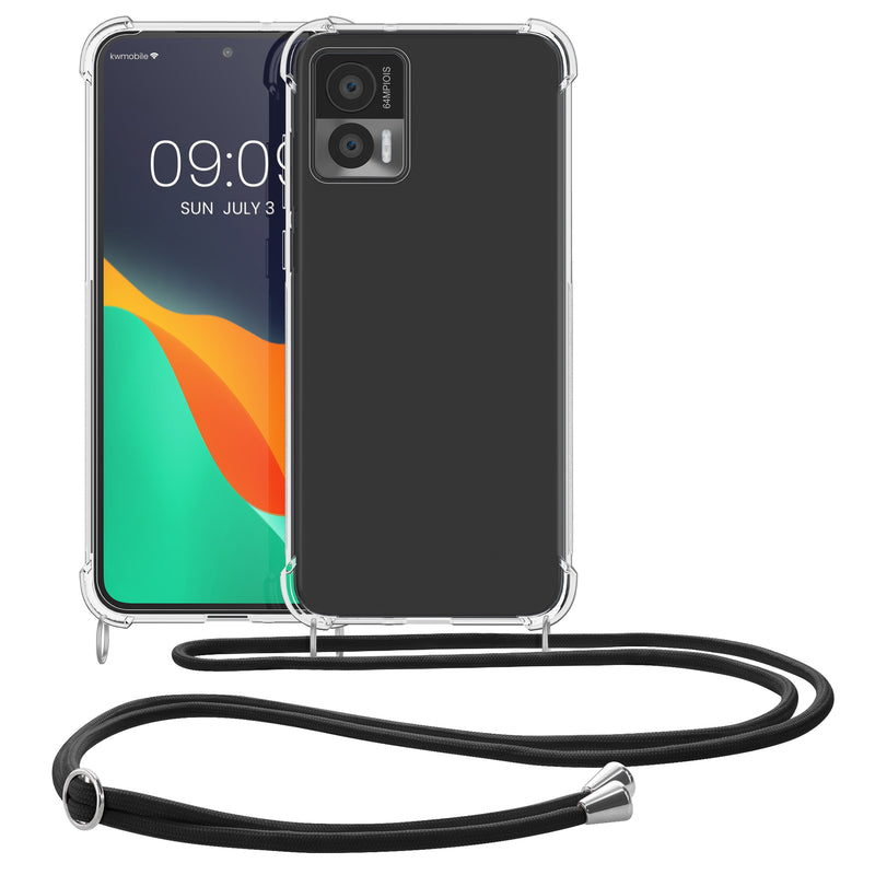 kwmobile Necklace Case compatible with Motorola Edge 30 Neo - Silicone Cover with Lanyard Strap Case