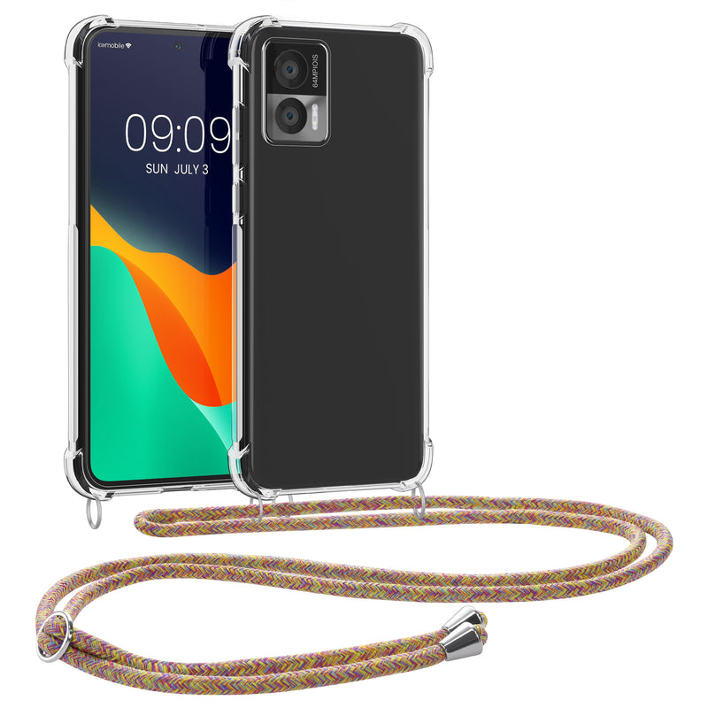 kwmobile Necklace Case compatible with Motorola Edge 30 Neo - Silicone Cover with Lanyard Strap Case