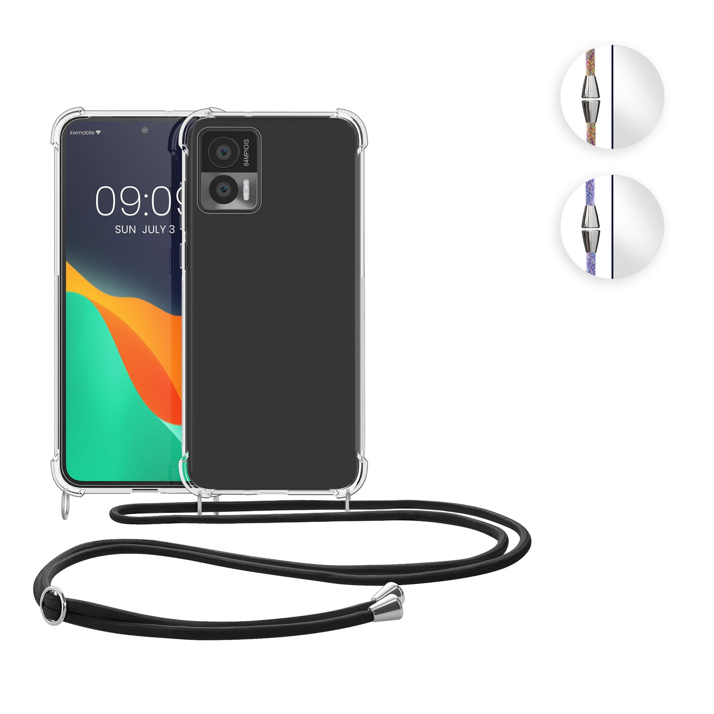 kwmobile Necklace Case kompatibel mit Motorola Edge 30 Neo Hülle - Silikon Cover mit Handykette - Band Handyhülle Mehrfarbig Mehrfarbig  