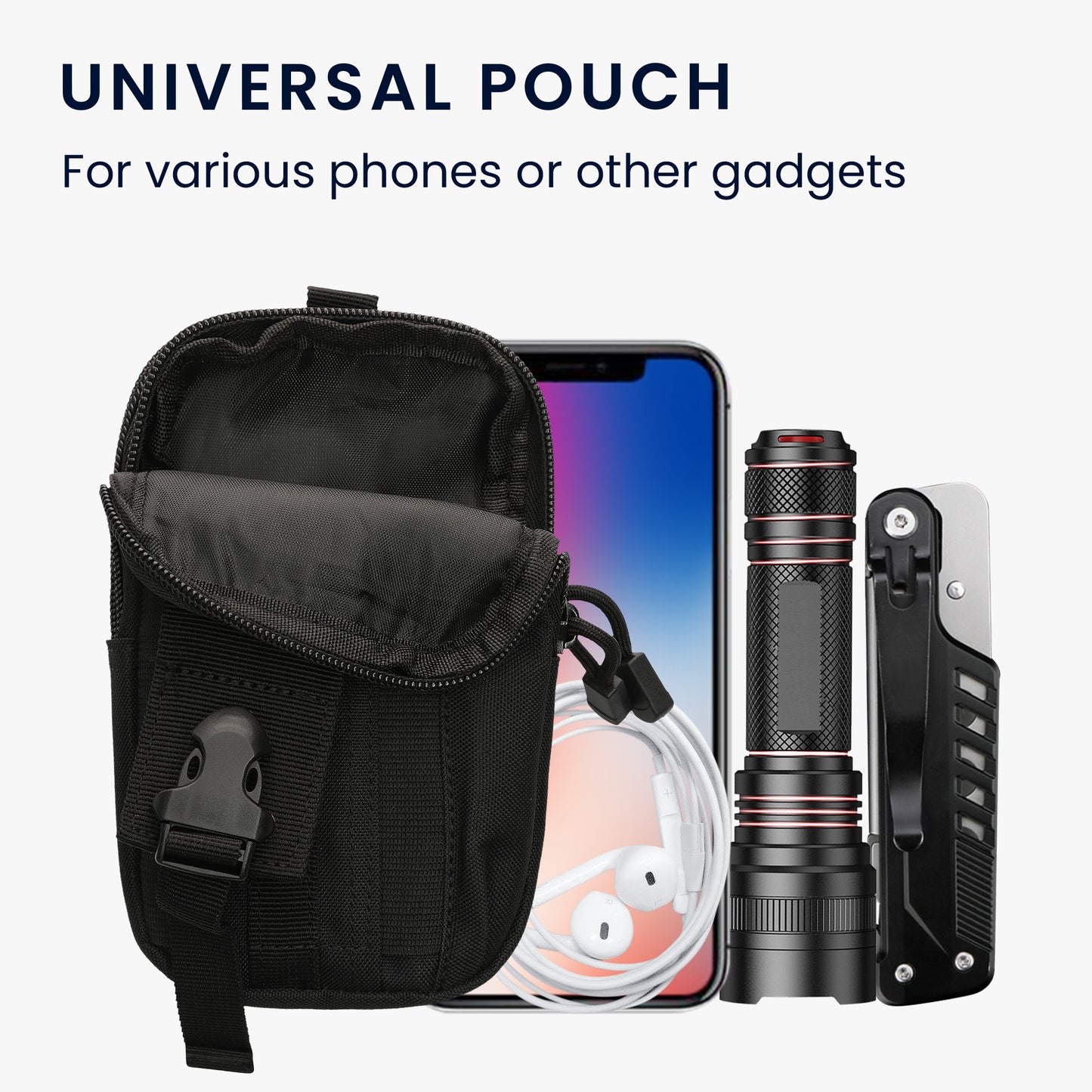 kwmobile Universal Belt Pouch for Cell Phones - Belt Cell Phone Case Outdoor Belt Loop - Phone Holder with Pouch 17.2 x 10 cm