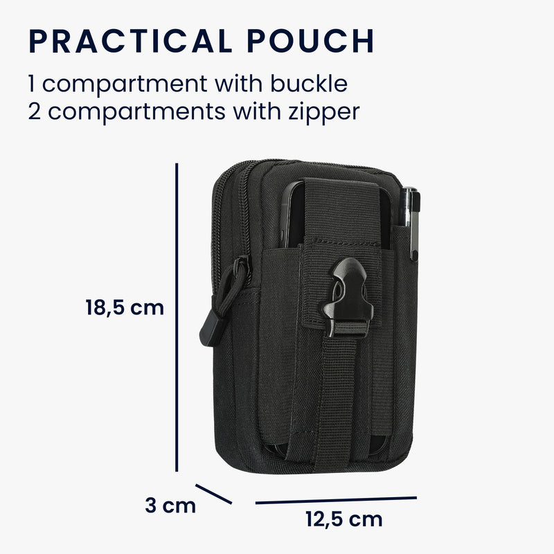 kwmobile Universal Belt Pouch for Cell Phones - Belt Cell Phone Case Outdoor Belt Loop - Phone Holder with Pouch 17.2 x 10 cm