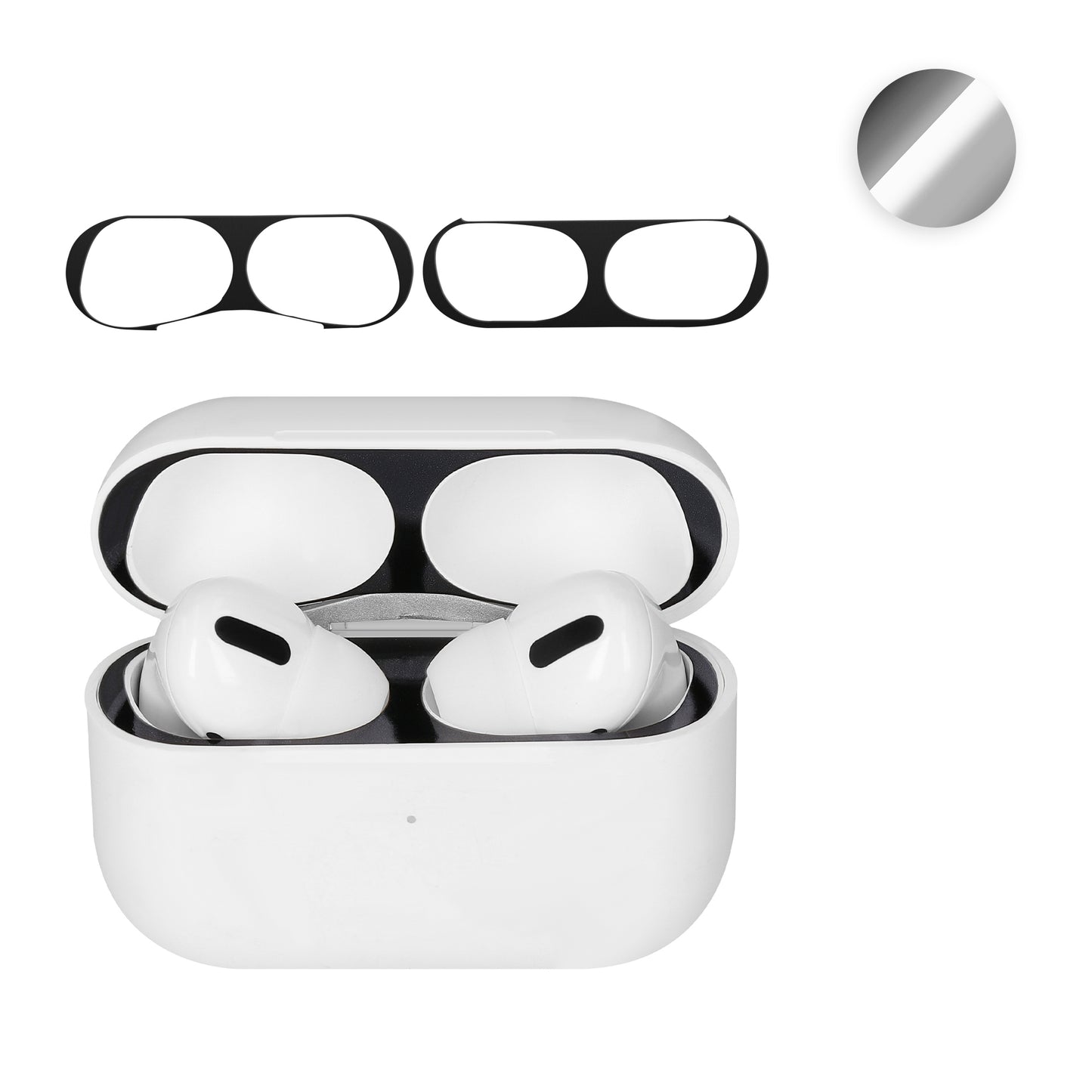 kwmobile Staubschutz Sticker kompatibel mit Apple Airpods Pro 2 - Metallstaub Schutz Aufkleber Skins in Gold Gold  