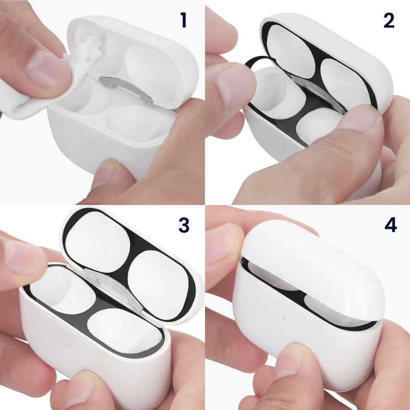 kwmobile Dust Protection Stickers compatible with Apple AirPods Pro 2 Metal Dust Guard Skin