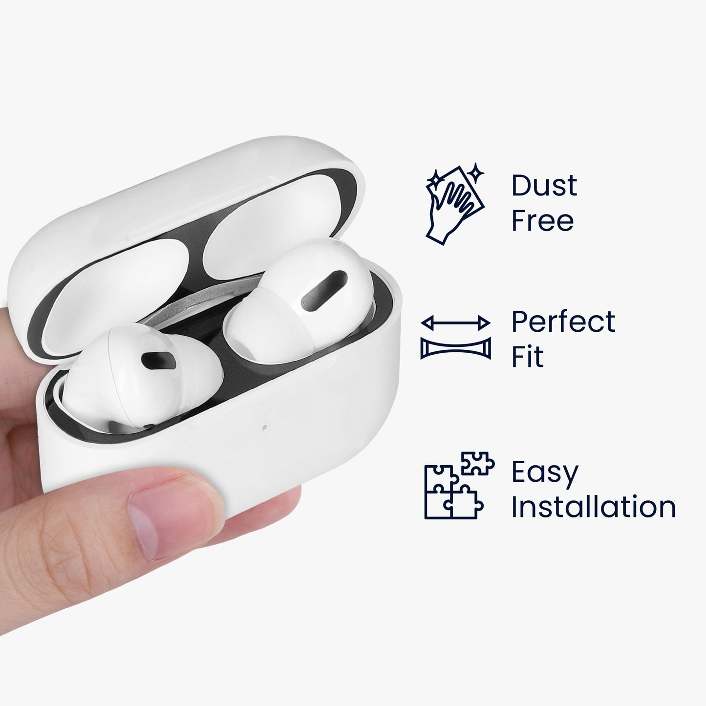 kwmobile Dust Protection Stickers compatible with Apple AirPods Pro 2 Metal Dust Guard Skin