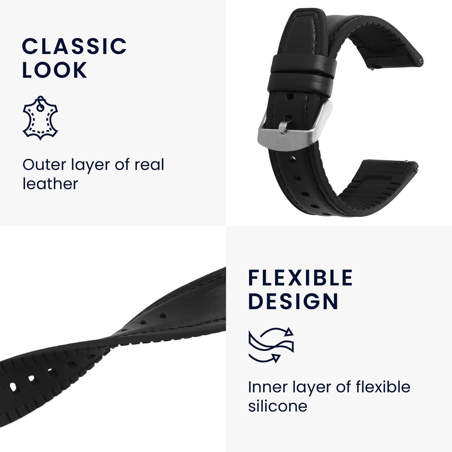 kwmobile Watch Strap for Xiaomi Watch S4 / S4 Sport / S3 / S2 / Watch S1 Active / Watch 5 Active - Replacement Fitness Tracker Strap with Watch Clasp - Smartwatch Replacement Strap