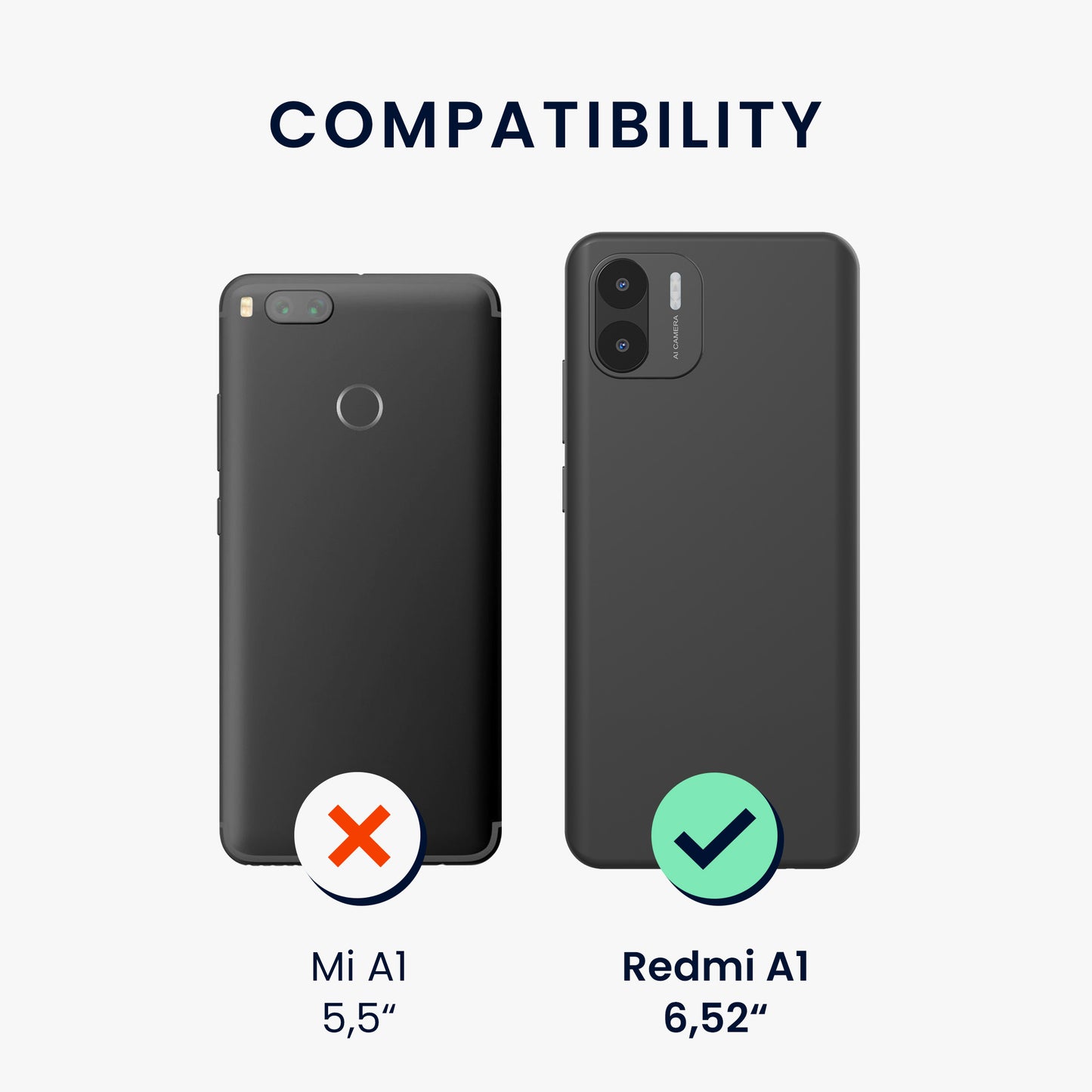 kwmobile Phone Case for Xiaomi Redmi A1 - Soft Silicone Case - Protective Cover