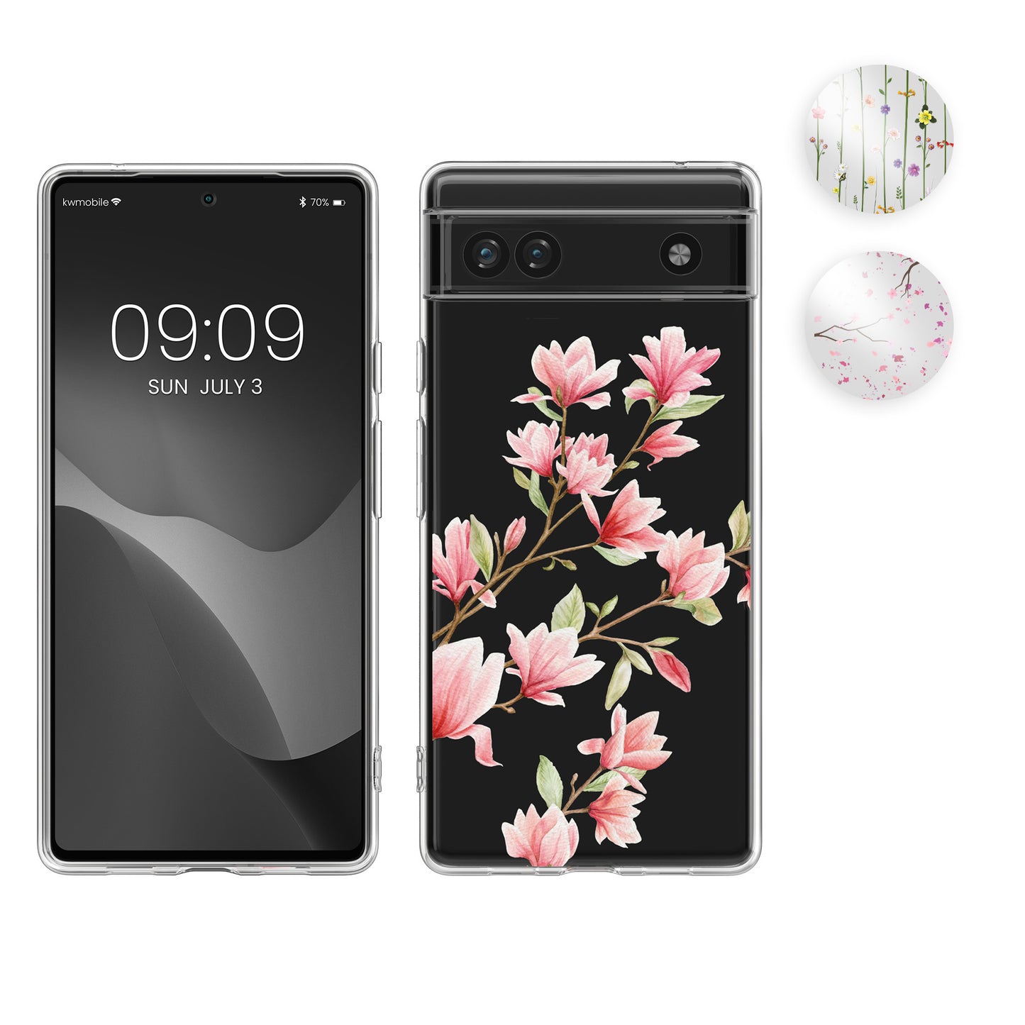 kwmobile Case kompatibel mit Google Pixel 6a - Hülle Silikon transparent Wildblumen Ranke Mehrfarbig Transparent Mehrfarbig  [dsg03]