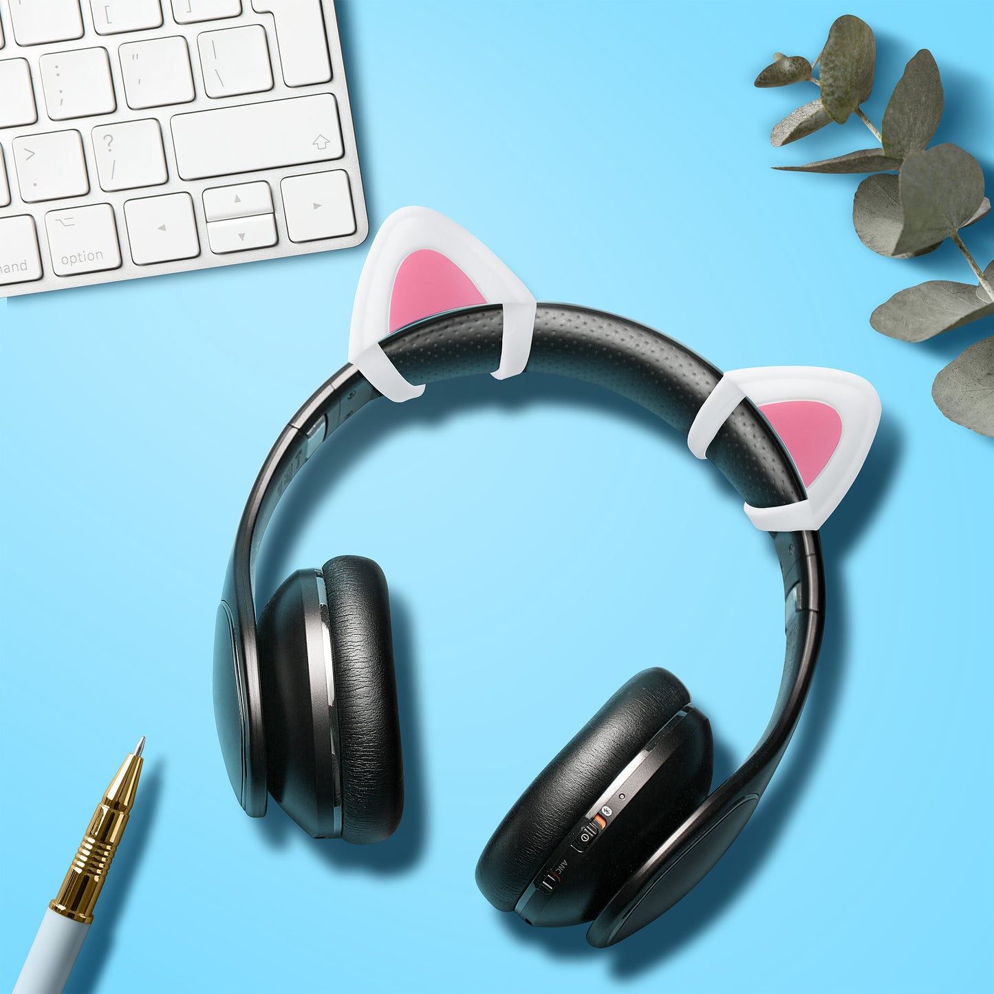 kwmobile Cat Ear Attachment Compatible with Over-Ear Headphone Decorative Accessory for Headphones Width 2.5 to 3.8 cm Cat Headphone Set