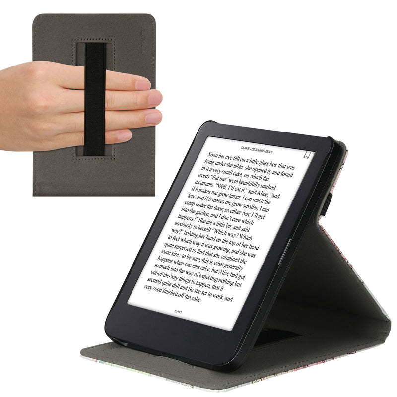 kwmobile Case Compatible with Kobo Clara 2E / Tolino Shine 4 Case - Cover with Hand Strap and Stand