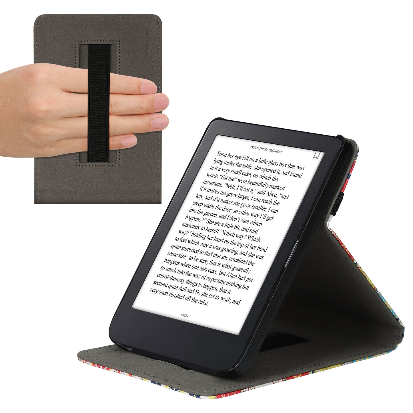 kwmobile Case Compatible with Kobo Clara 2E / Tolino Shine 4 Case - Cover with Hand Strap and Stand