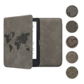 kwmobile Hülle kompatibel mit Kobo Clara 2E / Tolino Shine 4 Hülle - Kunstleder Cover - Ranken Schmetterling Grau Grau  [dsg13]