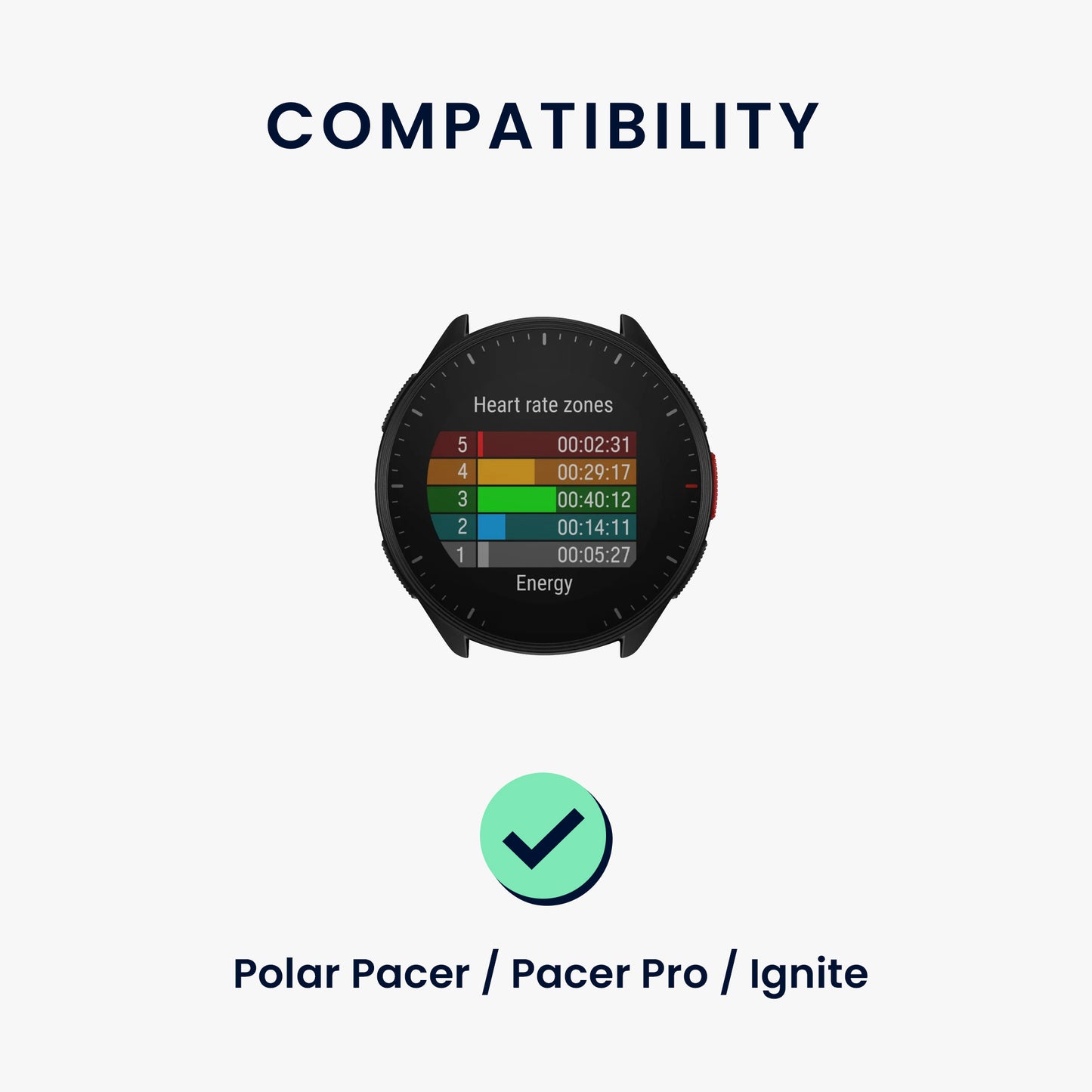 kwmobile Strap compatible with Polar Pacer / Pacer Pro / Ignite Fitness Tracker Sport Strap Band Inner dimensions of 19 - 20 cm