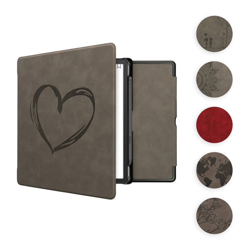 kwmobile Hülle kompatibel mit Amazon Kindle Scribe Hülle - Kunstleder Cover - Kompass Vintage Grau Grau  [dsg12]