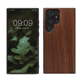 kwmobile Hülle kompatibel mit Samsung Galaxy S23 Ultra Hülle - Holz Case - stoßfestes Handy Cover - TPU Handyhülle in Dunkelbraun Dunkelbraun  
