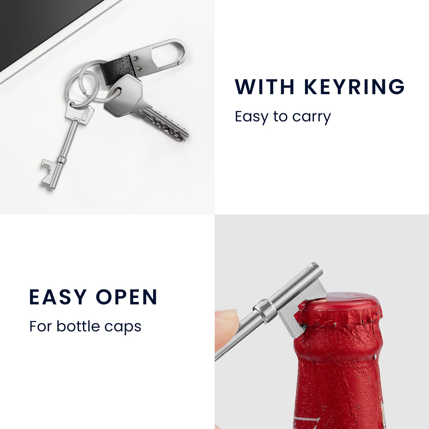 kwmobile Bottle Opener Key - Bottle Opener Set - Keychain - Crown Cap Opener for Beer Soda Soft Drinks