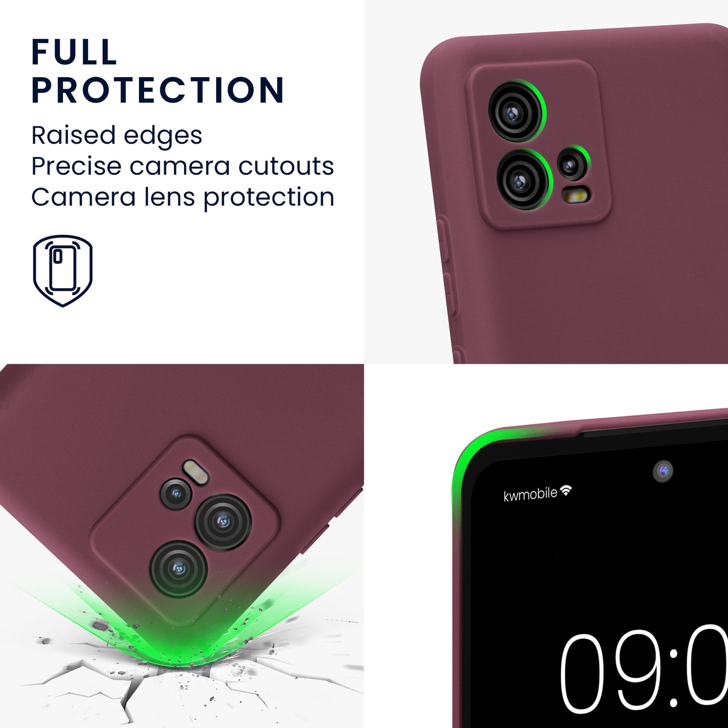 kwmobile Phone Case for Motorola Moto G72 - Soft Silicone Protective Cover