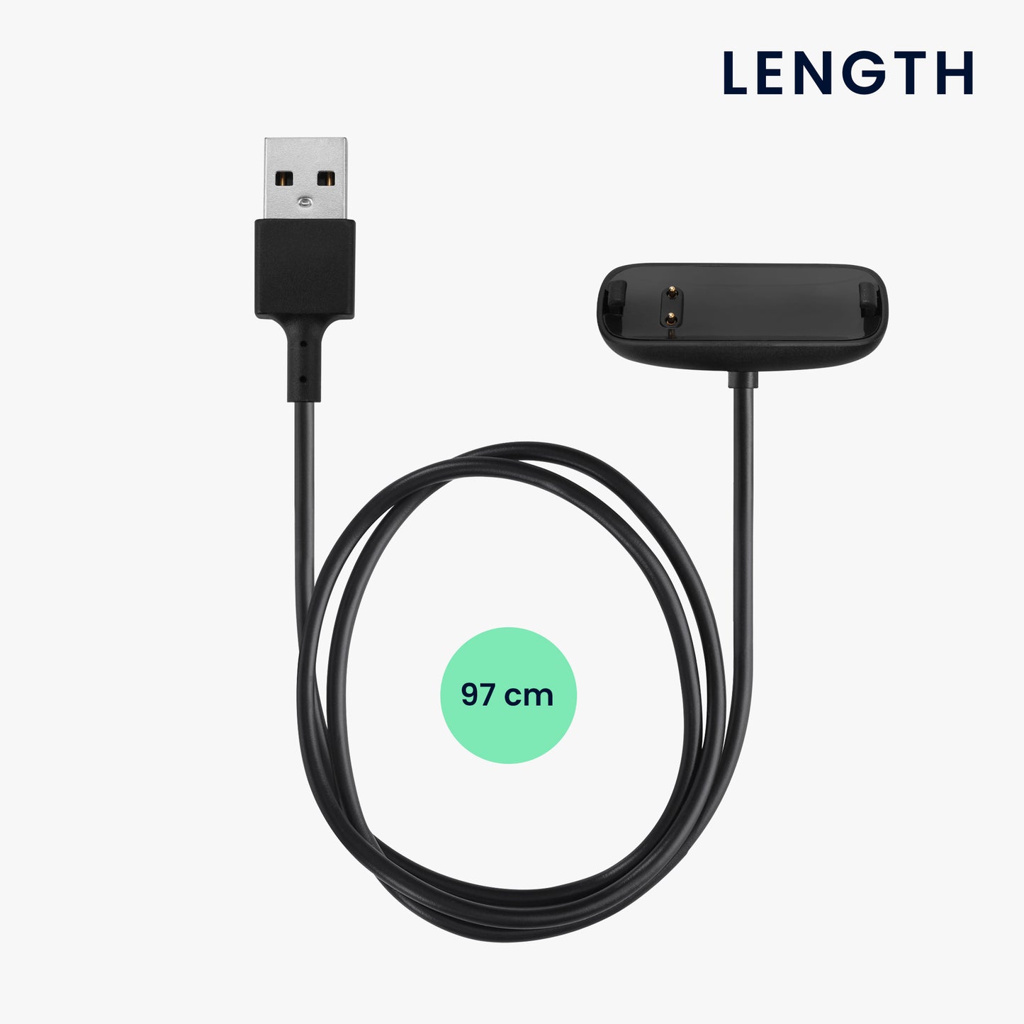 kwmobile USB Cable Charger compatible with Fitbit Inspire 3 Charging Cable - Smartwatch Replacement Cable - Fitness Tracker Charging Cable